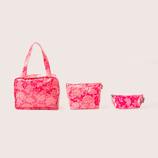 Peonies Cosmetic Bag 3 x Set (SAVE R100) Overnight, Large, Small